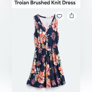 French Gray Floral Print Knit Dress